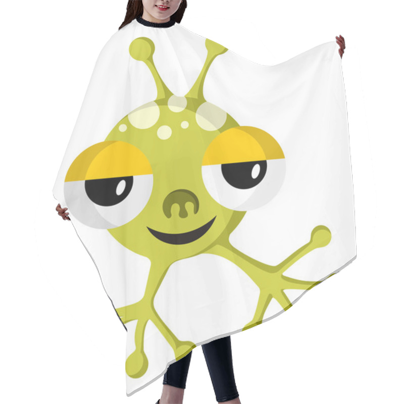 Personality  Green Space Monster On White Hair Cutting Cape