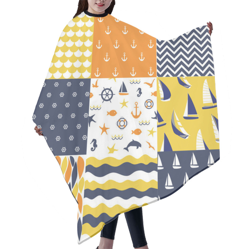 Personality  Seamless Pattern With Nautical Elements Hair Cutting Cape