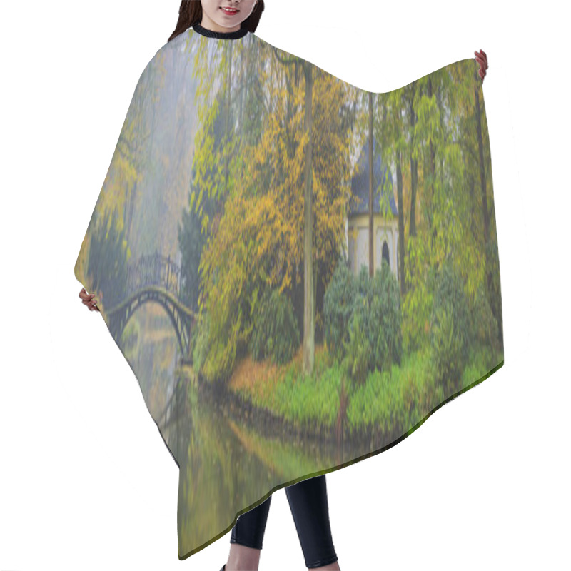 Personality  Scenic View Of Misty Autumn Landscape With Beautiful Old Bridge  Hair Cutting Cape