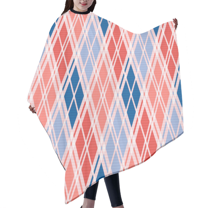 Personality  Rhombic Seamless Pattern In Red An Blue Trendy Hues Hair Cutting Cape