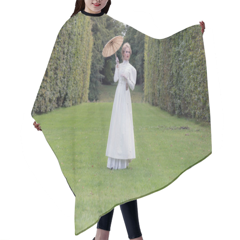 Personality  Victorian Fashion Woman Holding Parasol Hair Cutting Cape