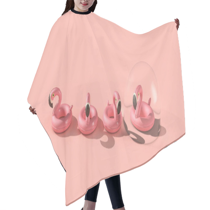 Personality  Coronavirus Holiday Travel Bubble. Flamingo In A Protective Bubble 3D Rendering Hair Cutting Cape