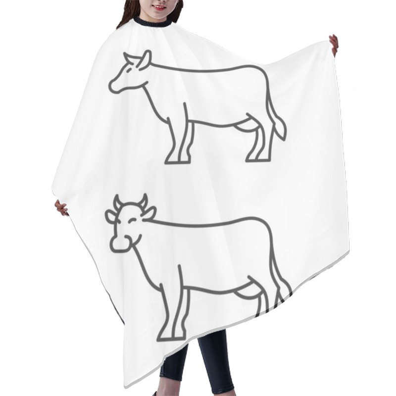 Personality  Cow Icons On White Background. Line Style Vector Hair Cutting Cape