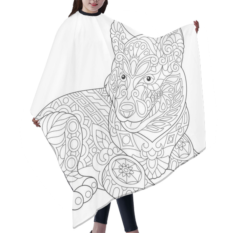 Personality  Zentangle Stylized Husky Hair Cutting Cape