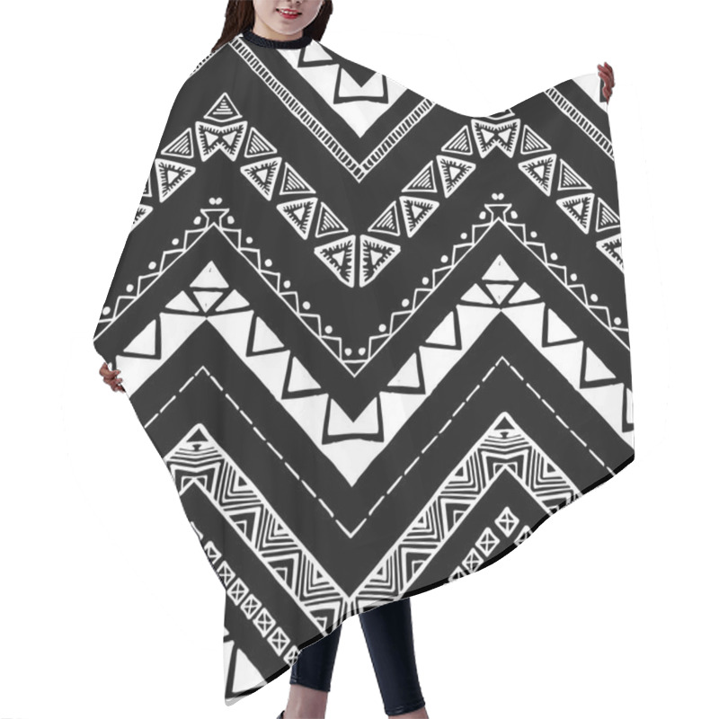 Personality  Hand Drawn Pattern. Vector Zigzag And Stripe Line. Hair Cutting Cape