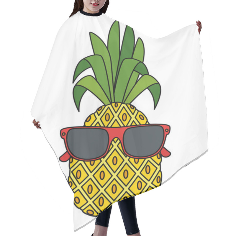 Personality  Summer Fresh Fruit Pineapple With Sunglasses Character Hair Cutting Cape