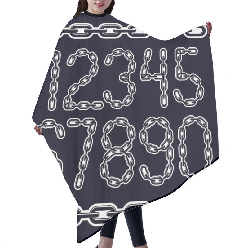 Personality  Modern Vector Digits Numerals Collection.  Hair Cutting Cape