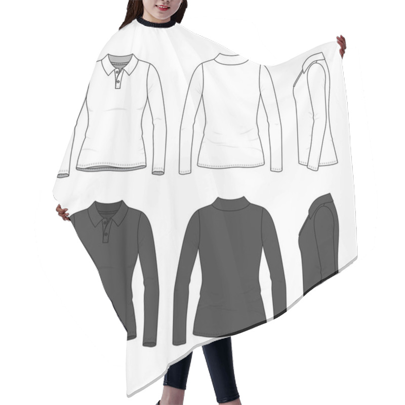 Personality  Set Of Female Polo Shirt. Hair Cutting Cape