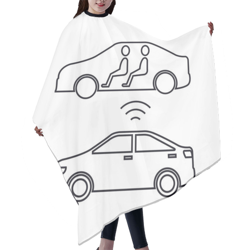 Personality  Autonomous Car Set Icons Hair Cutting Cape