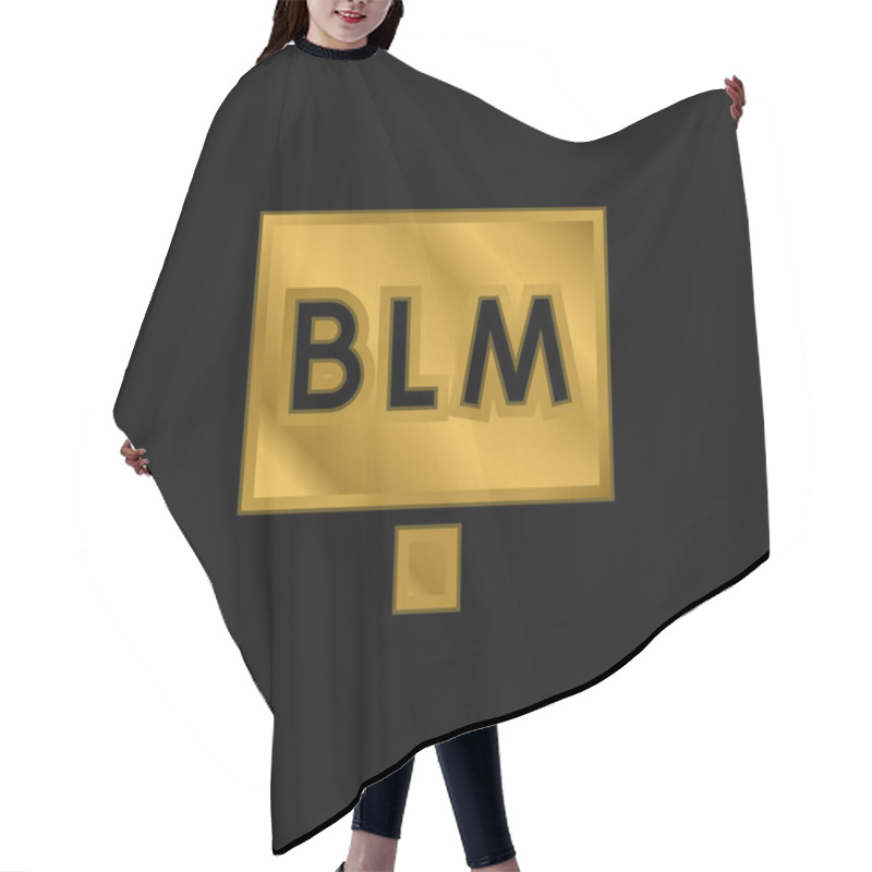 Personality  Blm Gold Plated Metalic Icon Or Logo Vector Hair Cutting Cape