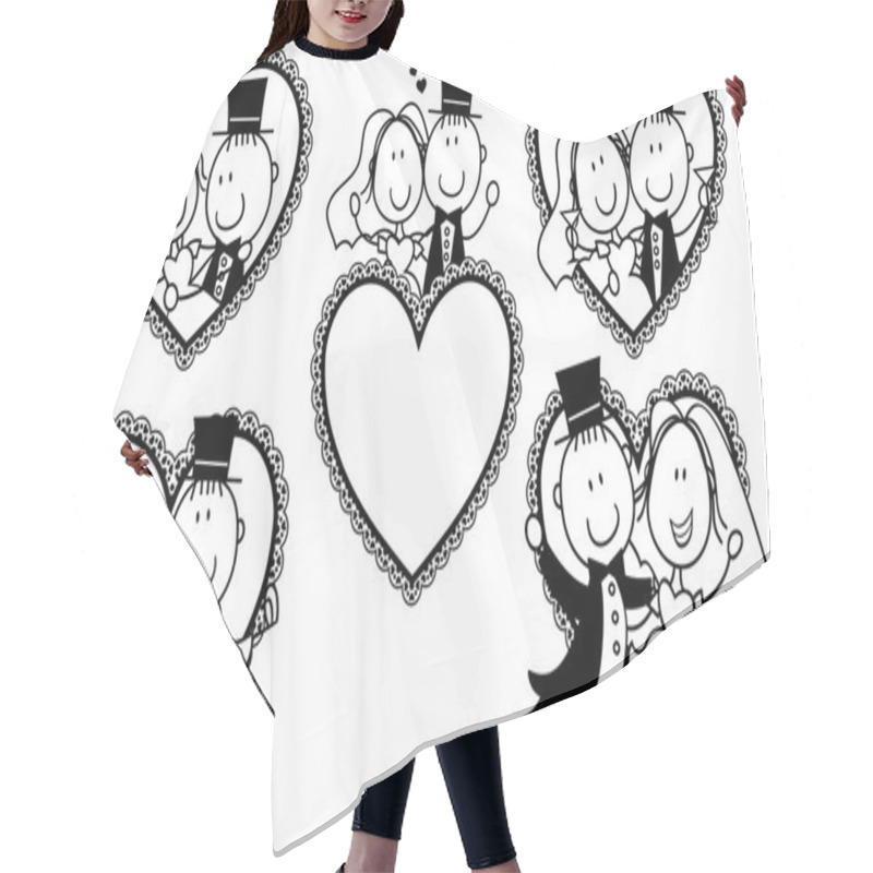 Personality  Wedding Cartoon Portrait Hair Cutting Cape