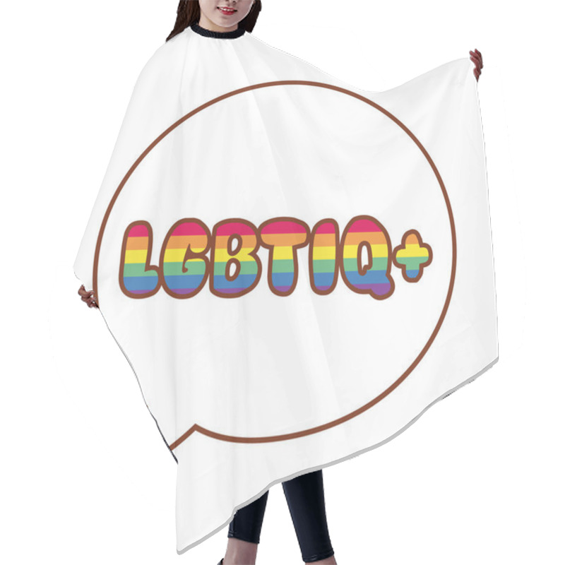 Personality  Lgbtiq Word In Speech Bubble Gay Flag Line And Fill Style Icon Hair Cutting Cape