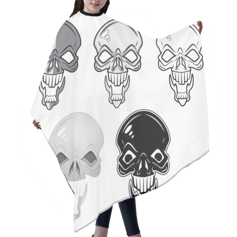 Personality  Skulls Vector Illustrations Hair Cutting Cape