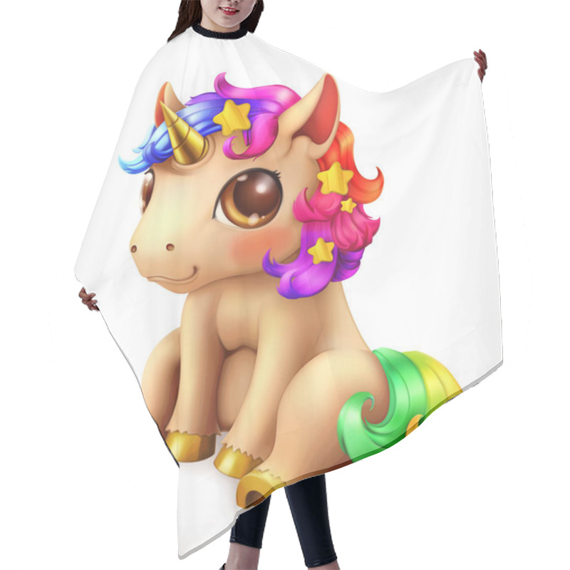 Personality  Little Unicorn Cartoon Character. Funny Animals 3d Vector Icon Hair Cutting Cape