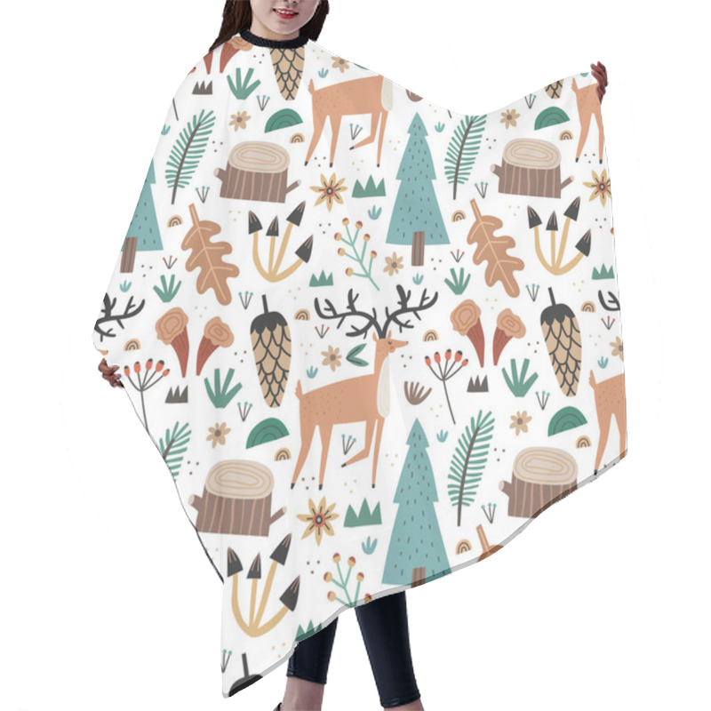 Personality  Cute Scandinavian Seamless Pattern With Hair Cutting Cape