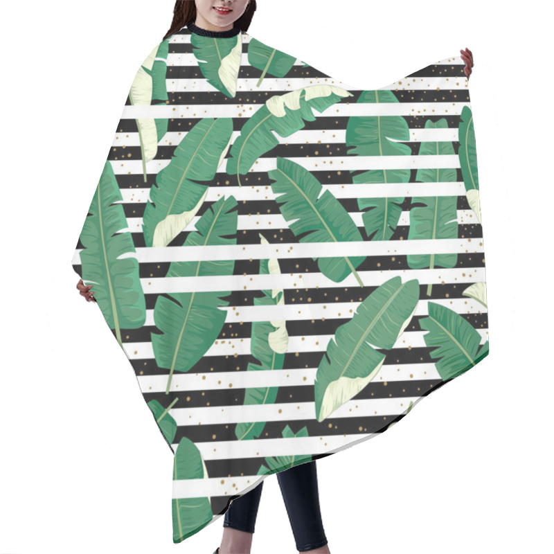 Personality  Banana Leaves Seamless Pattern. Hair Cutting Cape