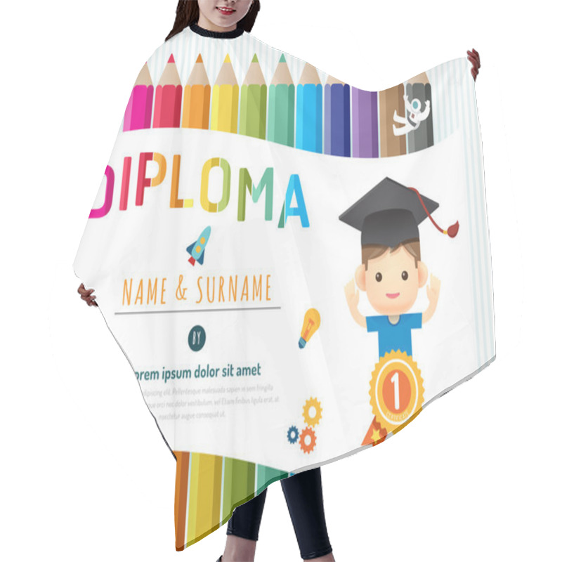 Personality  Certificate Kids Diploma, Kindergarten Template Layout Pencil Ba Hair Cutting Cape