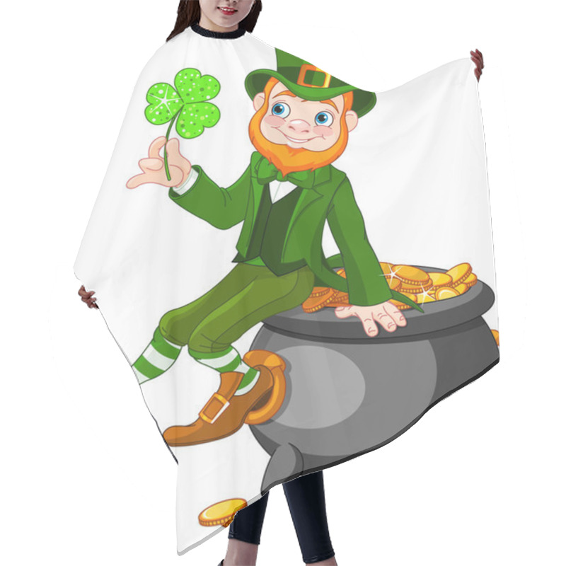 Personality  Leprechaun Sitting On Pot Of Gold Hair Cutting Cape