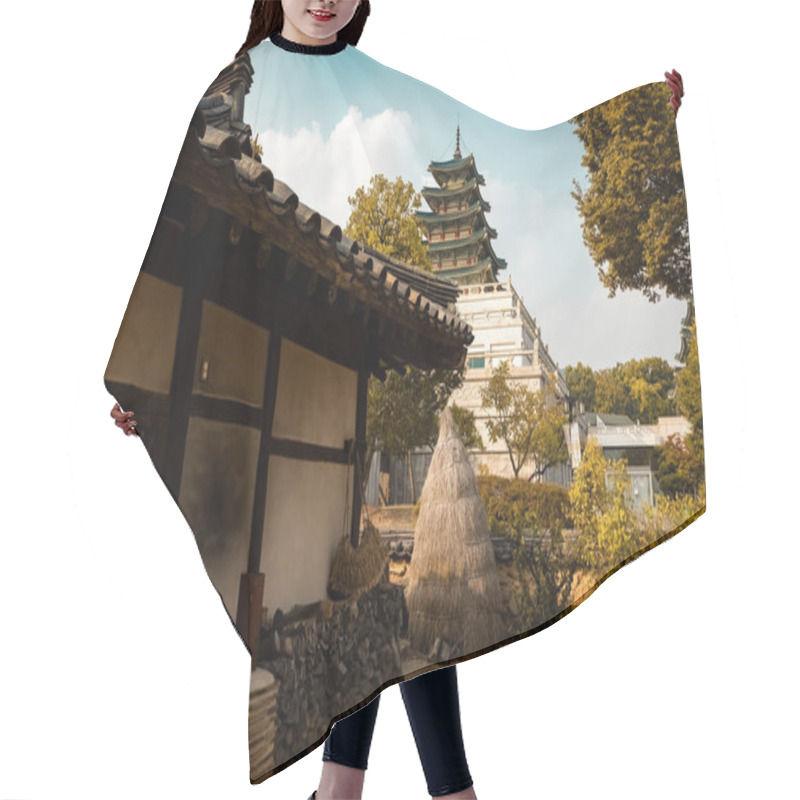 Personality  Pagoda Building Of The National Folk Museum Of Korea In Seoul South Korea Hair Cutting Cape