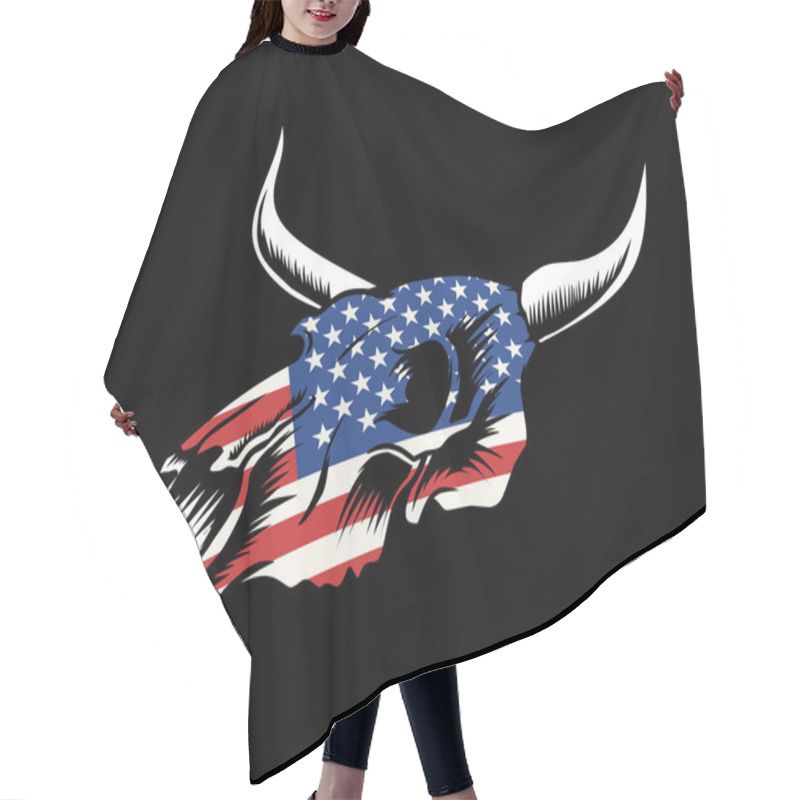 Personality  American Bull Skull Vector Illustration Hair Cutting Cape