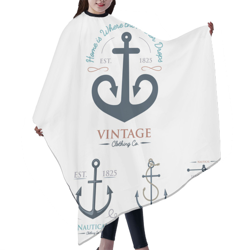 Personality  Vintage Retro Anchor Badge Vector Sign Sea Ocean Graphic Element Nautical Anchorage Symbol Illustration Hair Cutting Cape