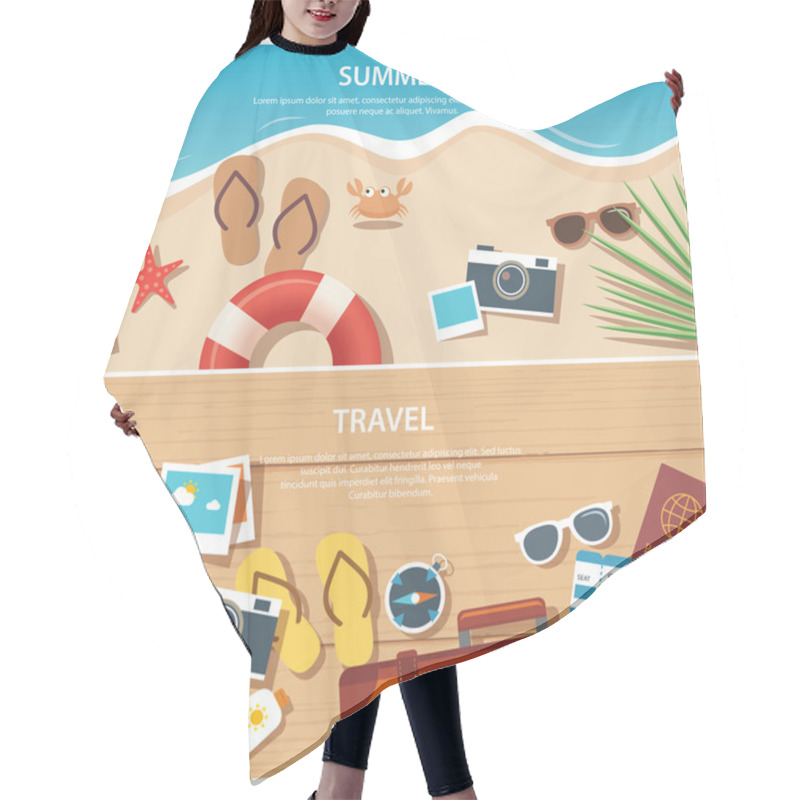 Personality  Summer And Travel Flat Banner Template Hair Cutting Cape