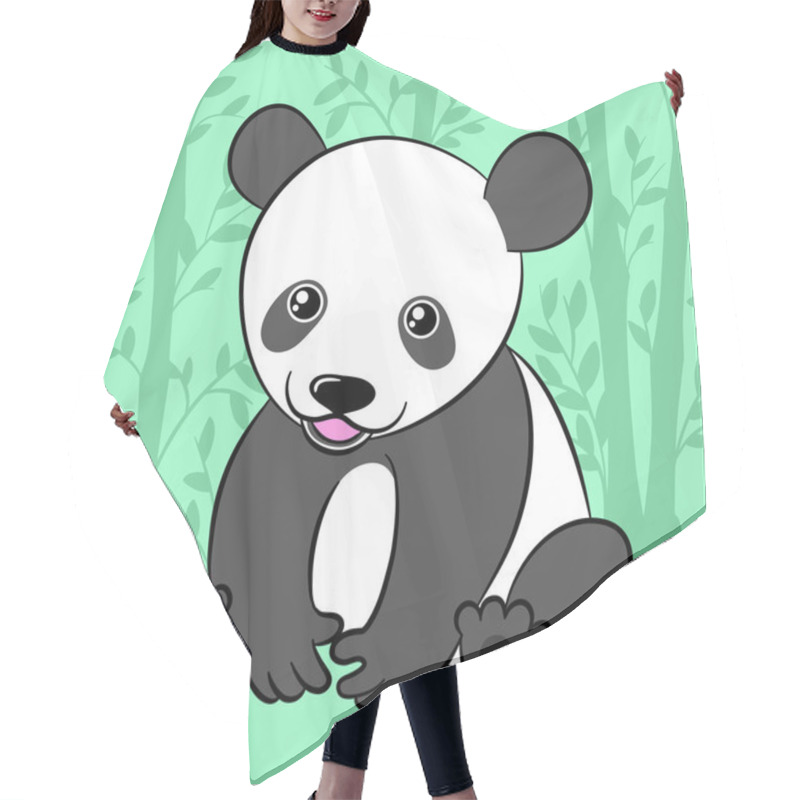 Personality  Cute Cartoon Panda In Its Natural Habitat Hair Cutting Cape