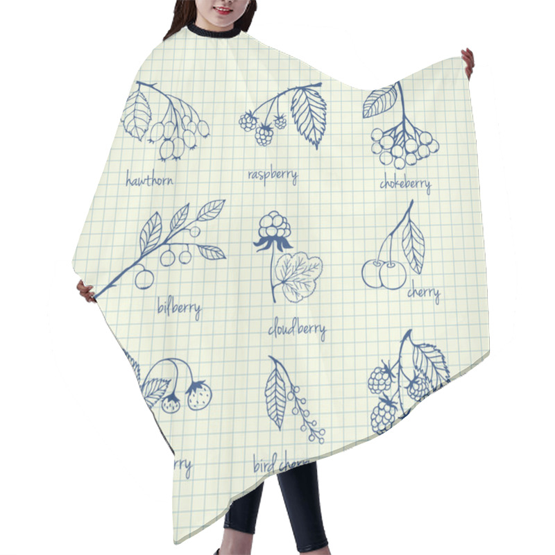 Personality  Set Of Garden And Wild Hand-drawn Berries Hair Cutting Cape