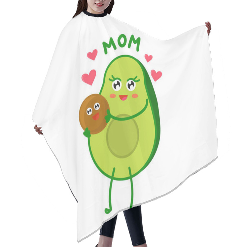 Personality  Avocado Mom And Bone Baby On A White Background. Cartoon. Vector Illustration. Hair Cutting Cape