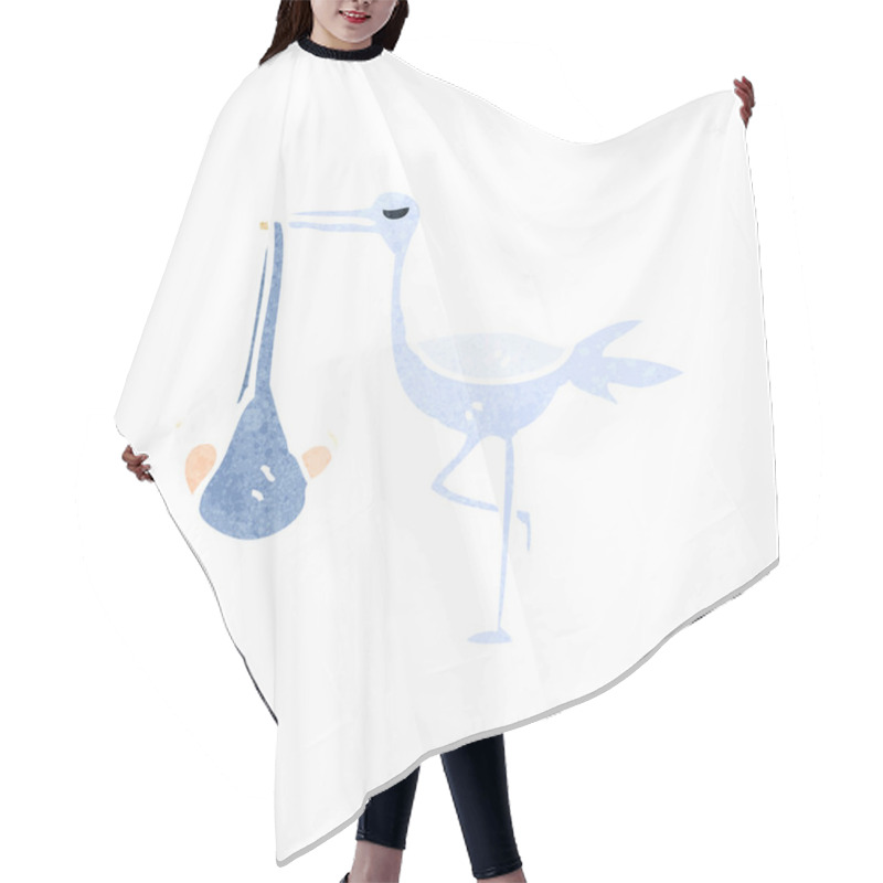 Personality  Retro Cartoon Stork Carrying Baby Hair Cutting Cape