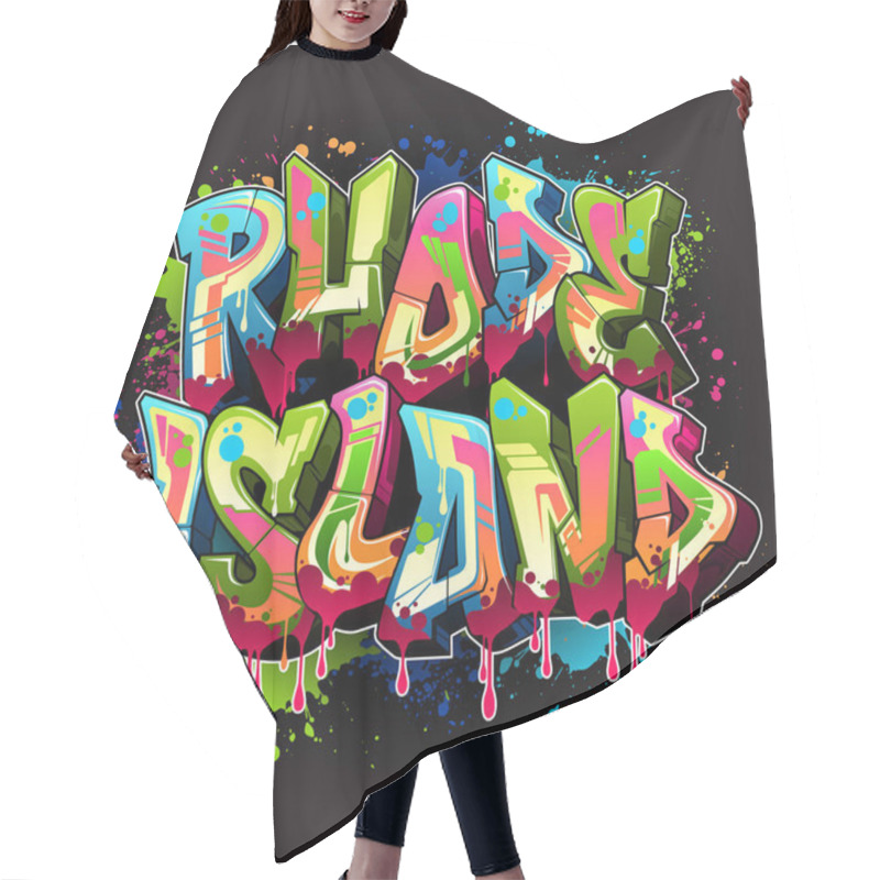 Personality  Graffiti Vector Design - Welcome To Rhode Island. The Ocean State..... Hair Cutting Cape