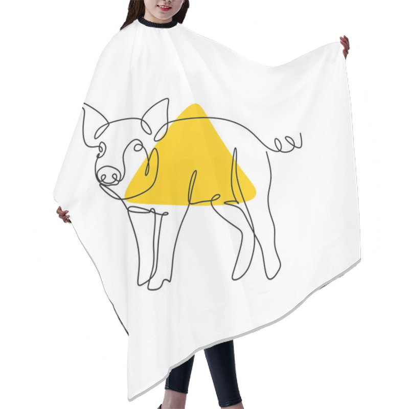 Personality  One Line Drawing Of Pig Vector Simple Continuous Lineart Style Hair Cutting Cape