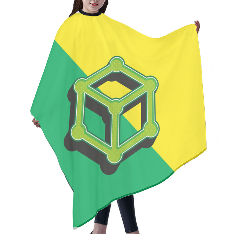 Personality  3D Cube Green And Yellow Modern 3d Vector Icon Logo Hair Cutting Cape