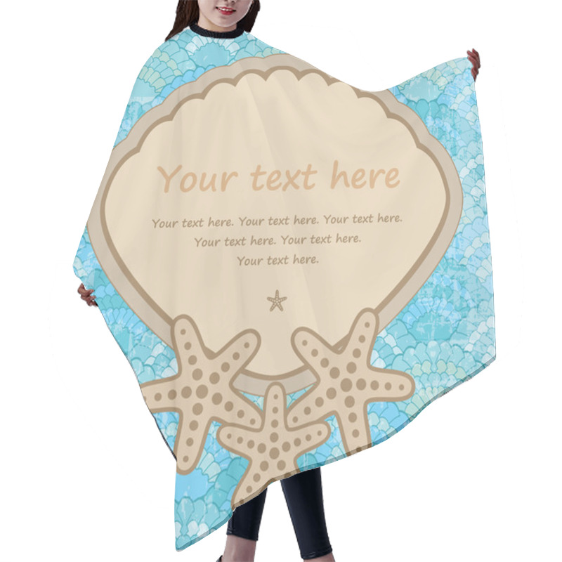 Personality  Marine Background With Starfish And Seashells Hair Cutting Cape