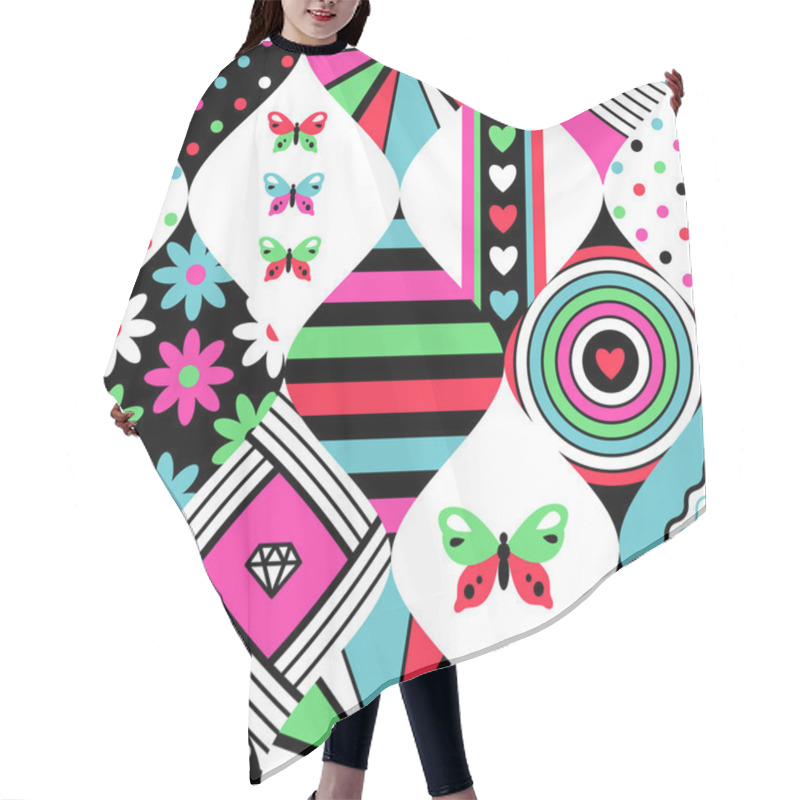 Personality  Abstract Patchwork Pattern Hair Cutting Cape