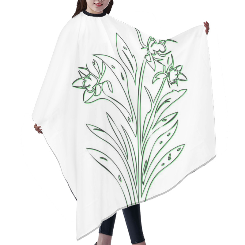 Personality  Line Art Drawing Of A Blooming Flower Hair Cutting Cape