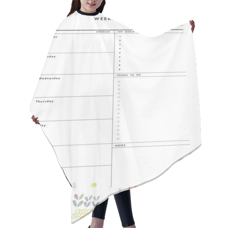 Personality  Weekly Planner Template. Organizer And Schedule Hair Cutting Cape