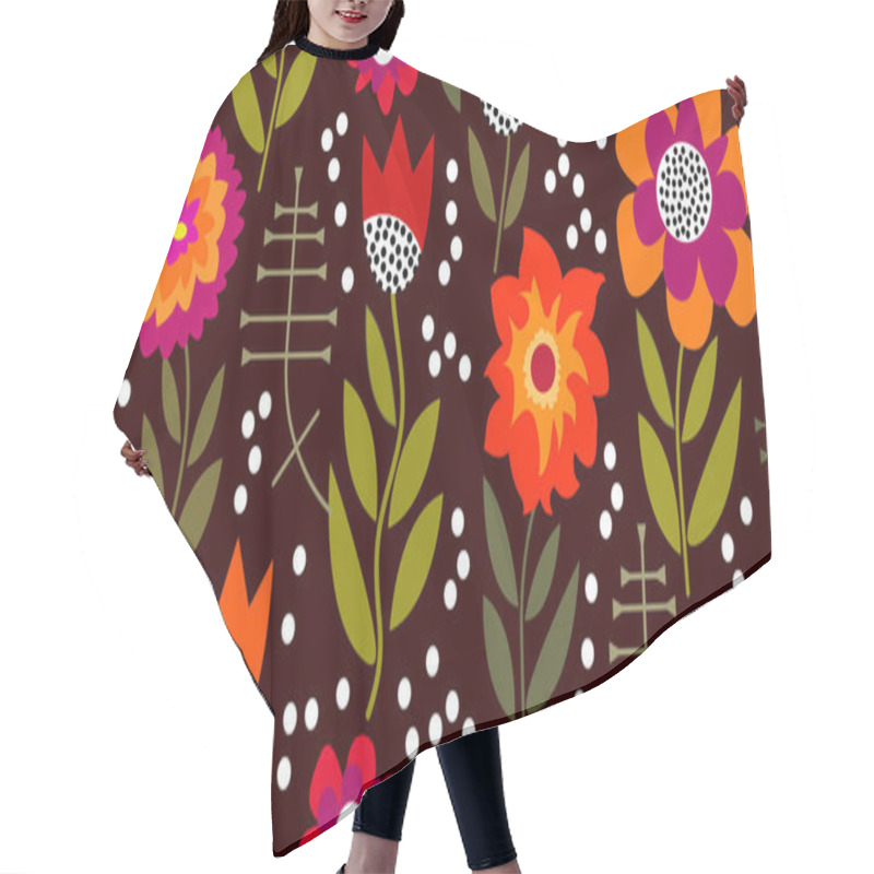 Personality  Autumn Glory. Seamless Vector Pattern With Chrysanthemums And Asters. Hair Cutting Cape