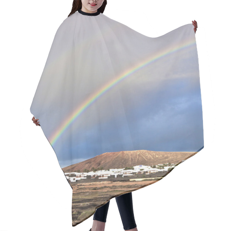 Personality  Beautiful Rainbow Over The Mountain With Dark Clouds Hair Cutting Cape