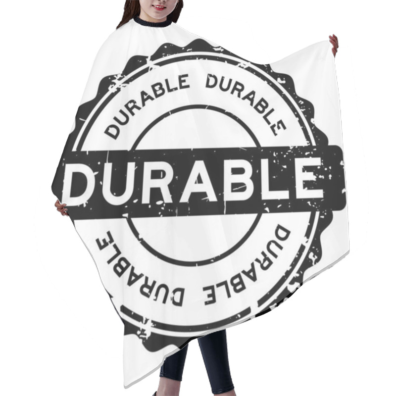 Personality  Grunge Black Durable Word Round Seal Stamp On White Background Hair Cutting Cape