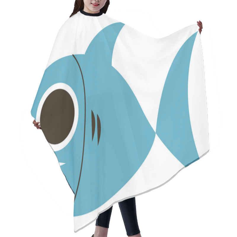 Personality  Blue Fish With Big Eyes, Illustration, Vector On White Backgroun Hair Cutting Cape