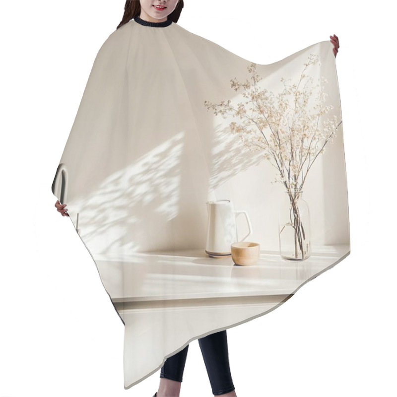 Personality  A Serene Kitchen Scene Featuring A Delicate Vase Of Dried Flowers. Hair Cutting Cape