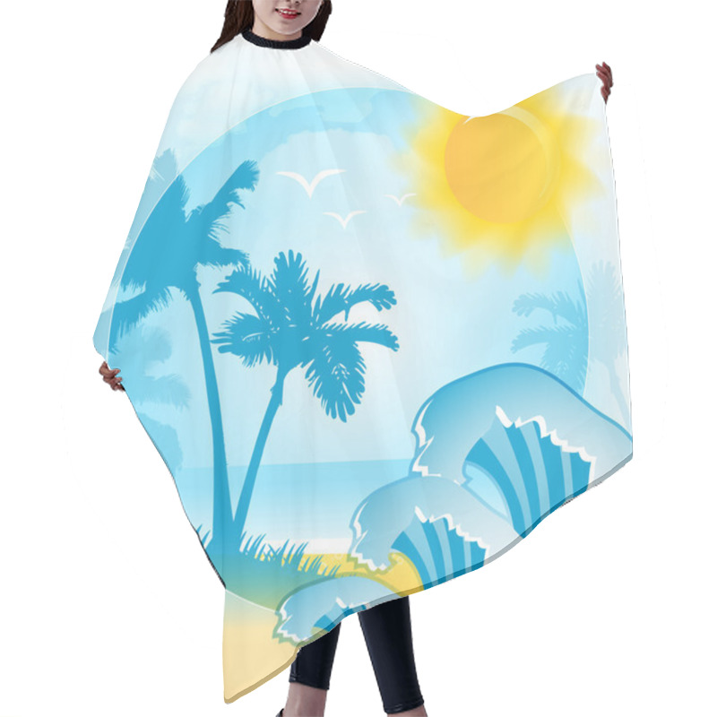 Personality  Vector Background With Summer Beach Hair Cutting Cape