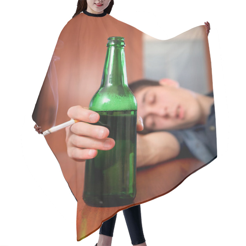 Personality  Young Man With The Beer Hair Cutting Cape