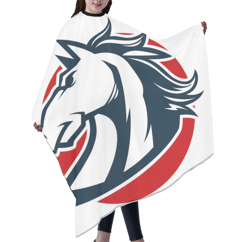 Personality  Angry Horse Head Black And White Mascot Esports Logo Illustration Hair Cutting Cape