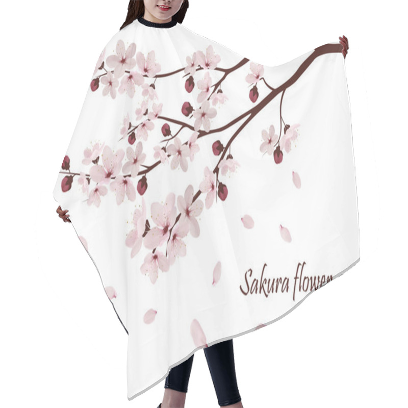 Personality  Sakura Flowers Vector Illustration. Hair Cutting Cape