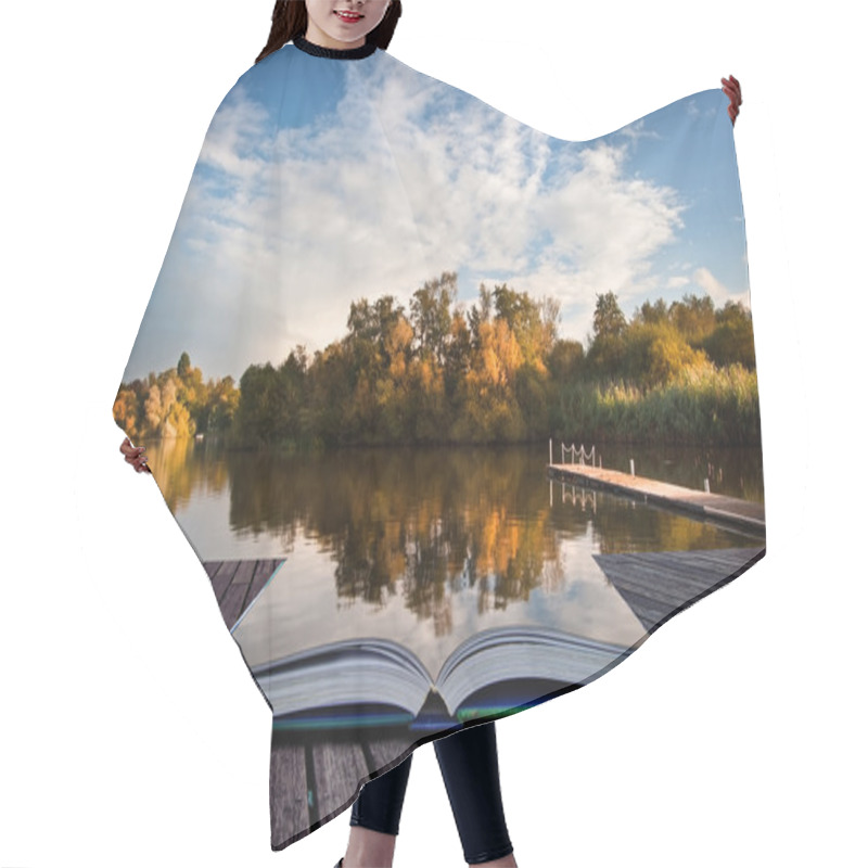 Personality  Beautiful Sunset Over Autumn Fall Lake With Crystal Clear Reflec Hair Cutting Cape