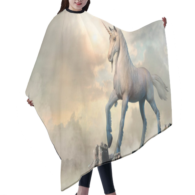 Personality  Unicorn Scene 3D Illustration Hair Cutting Cape