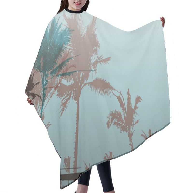 Personality  Palm Tree Print Hair Cutting Cape