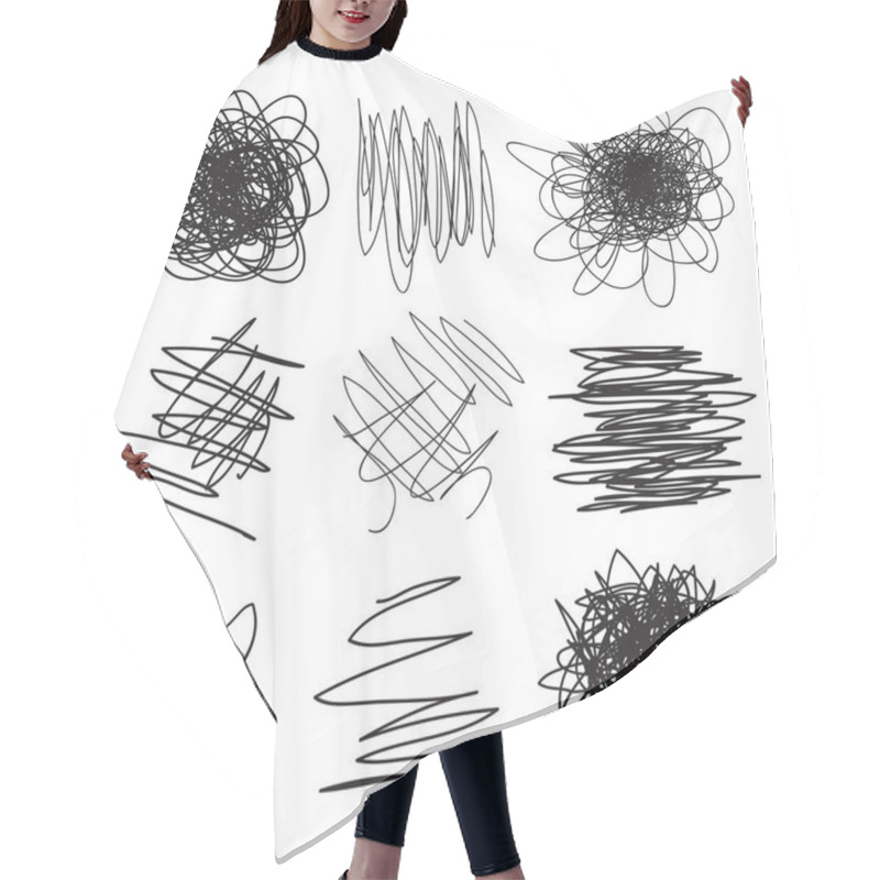 Personality  Backgrounds With Array Of Lines. Intricate Chaotic Textures. Wavy Backdrops. Hand Drawn Tangled Patterns. Black And White Illustration. Elements For Posters And Flyers Hair Cutting Cape